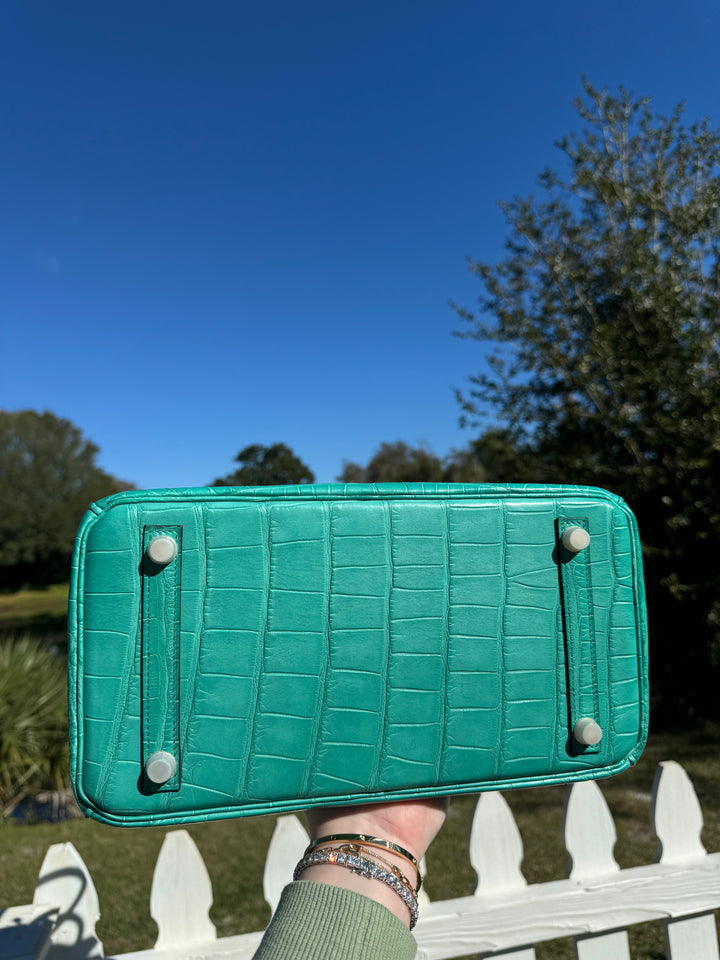 Hermes Matte Croc Blue Paon Birkin 30