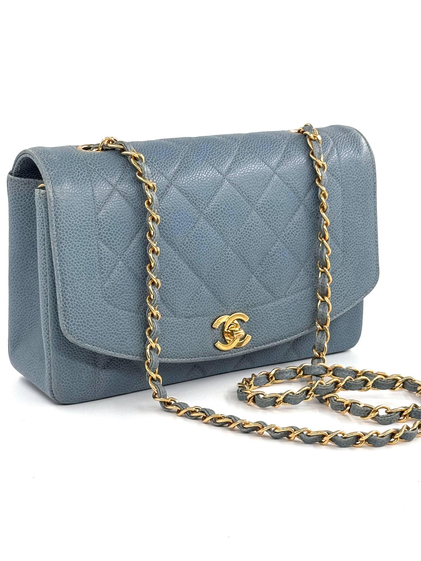 Chanel Baby Blue 24K Medium Caviar Diana Flap Bag