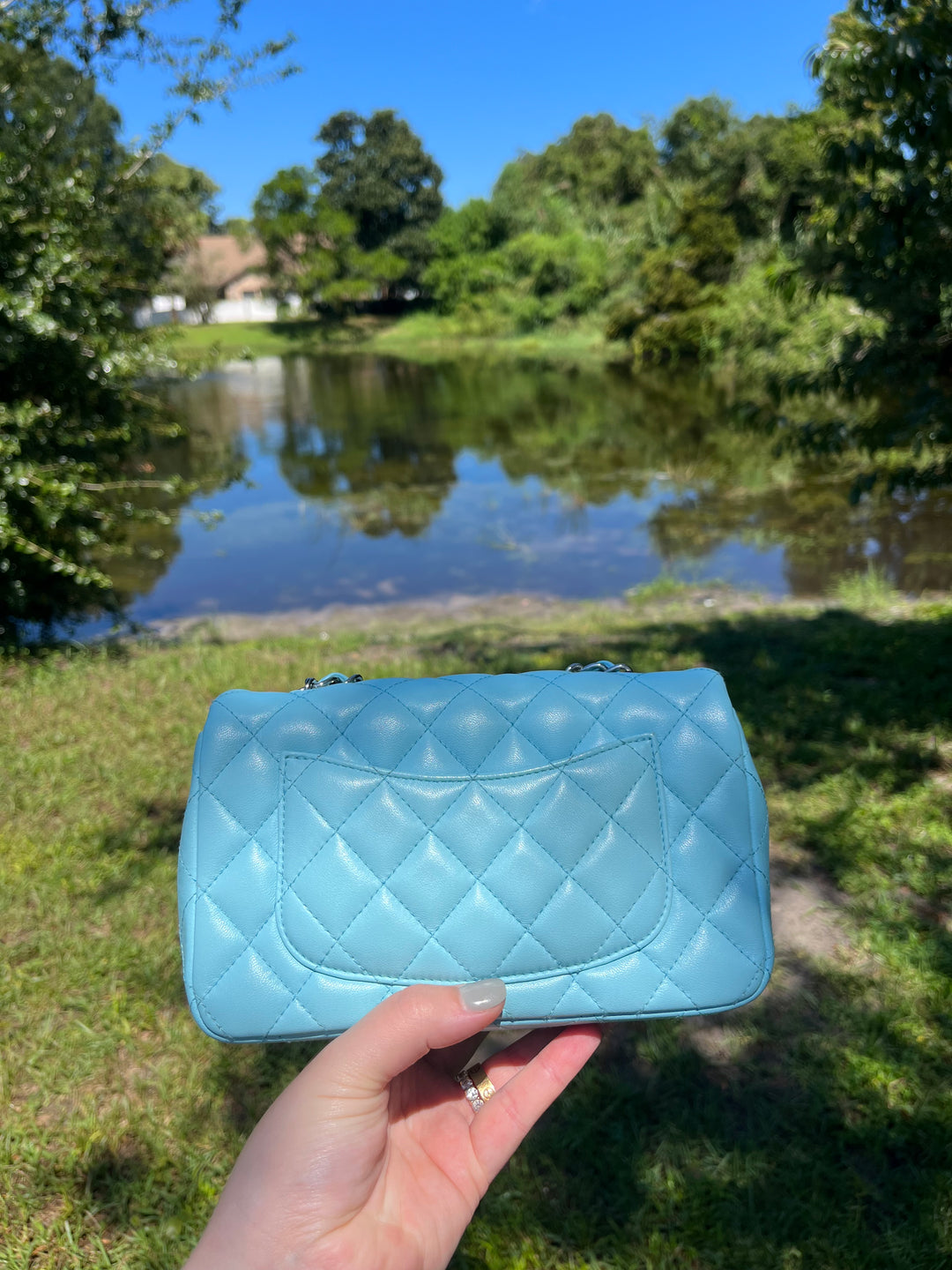 Chanel 21S Blue Neon Mini Flap