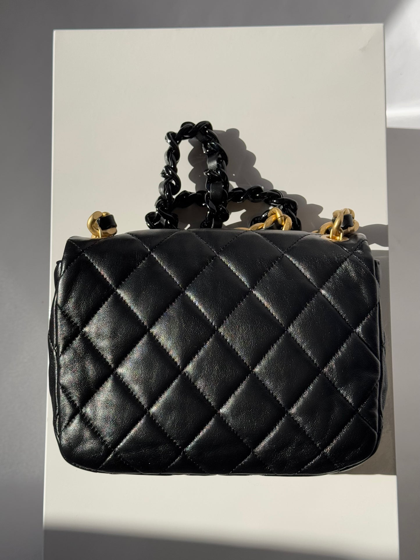 Chanel Lacquered Metal Small CC Lambskin Flap Bag