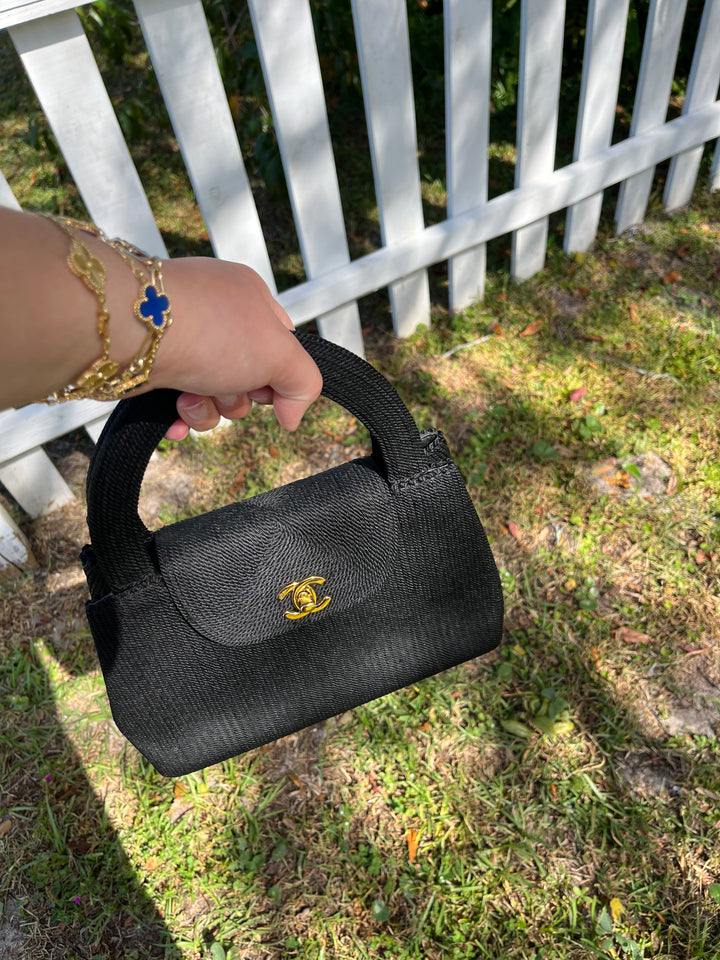 Chanel Vintage Medium Black Rope Kelly Top Handle