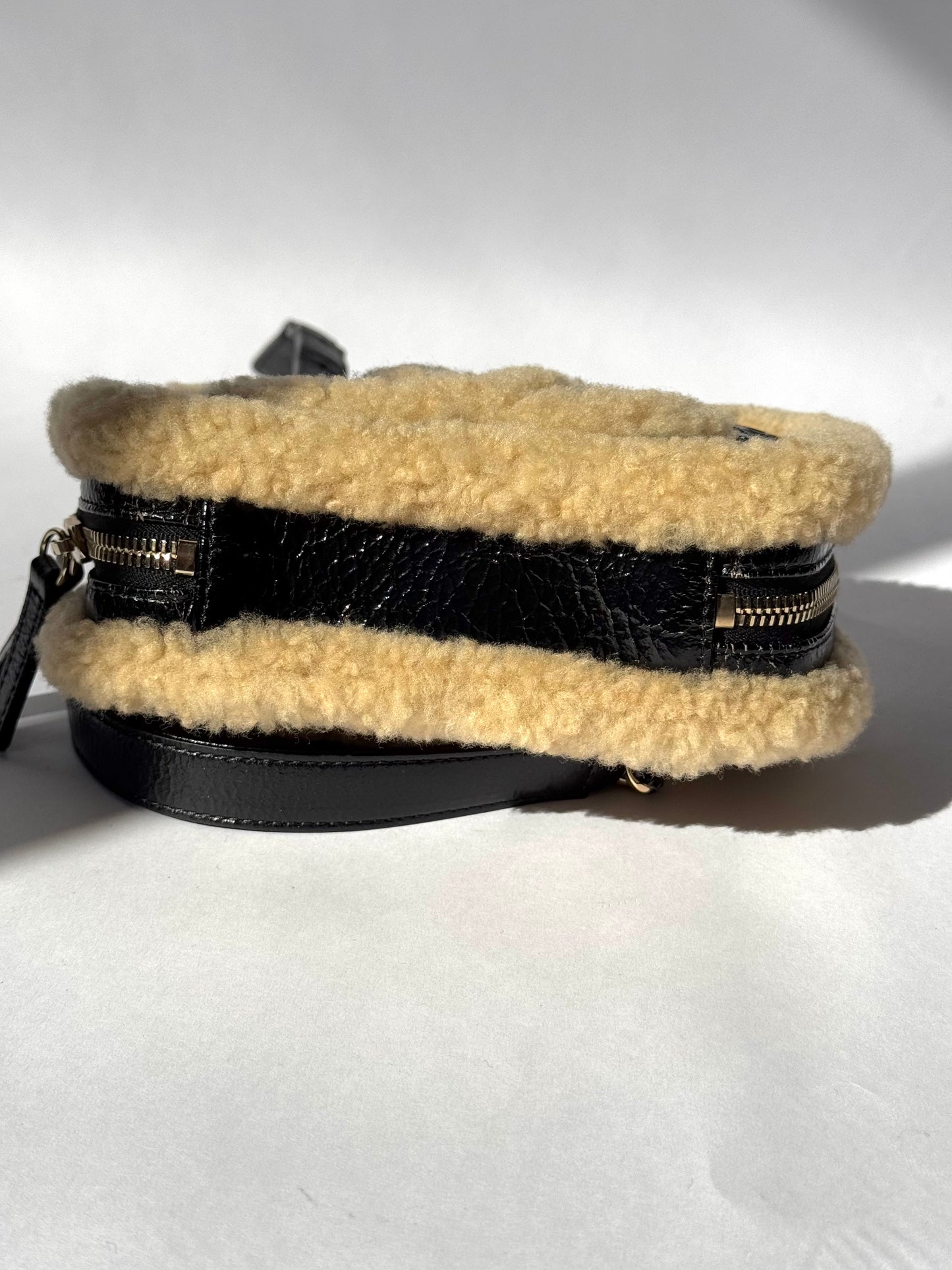 Chanel Shiny Crumpled Sheepskin Shearling CC Mania Waist Bag