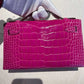 Hermes Rose Scheherazade Alligator Kelly Pochette