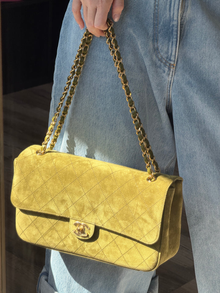 Chanel Maxi 32 Flap Bag Beige Souplissimo Suede Calfskin Gold Tone Hardware 2026