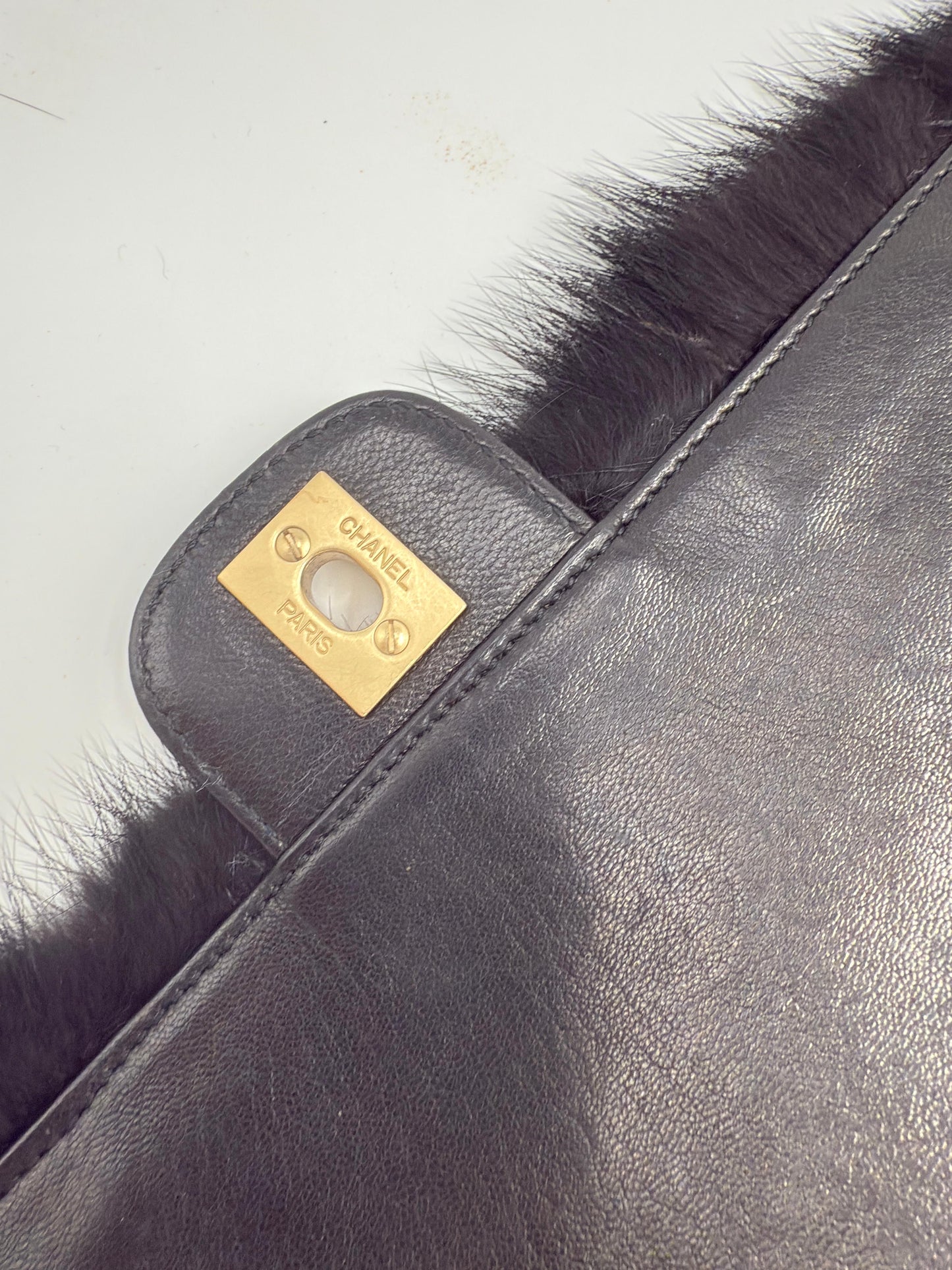 Chanel Multicolor Maxi Mink Fur Single Flap Bag