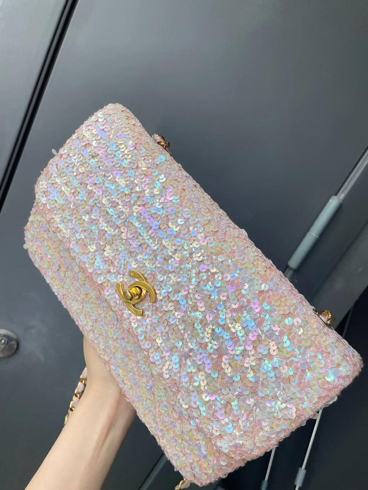 Chanel 1992 Medium Pink Sequin Flap Bag