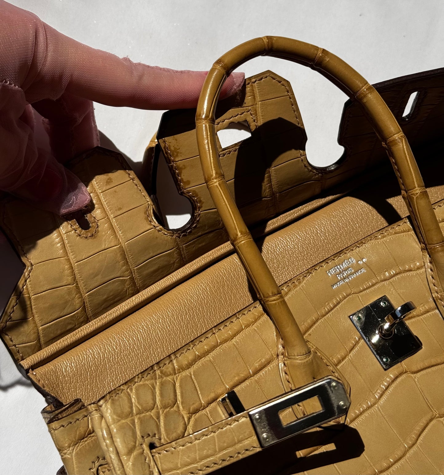 Hermes Matte Crocodile Poussiere Birkin 25 PHW