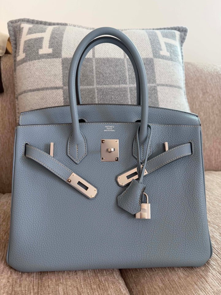 Hermès Birkin 30 Bleu Lin Togo Palladium Hardware 2012