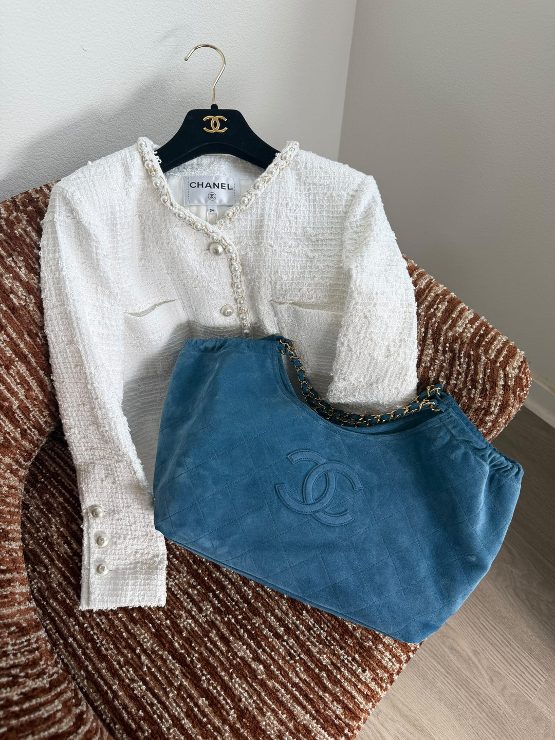 Chanel Tote Bag Blue Suede Calfskin Gold Tone Hardware 2026