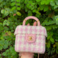 Chanel Pink Ecru Tweed Handle Crush Small Vanity Case