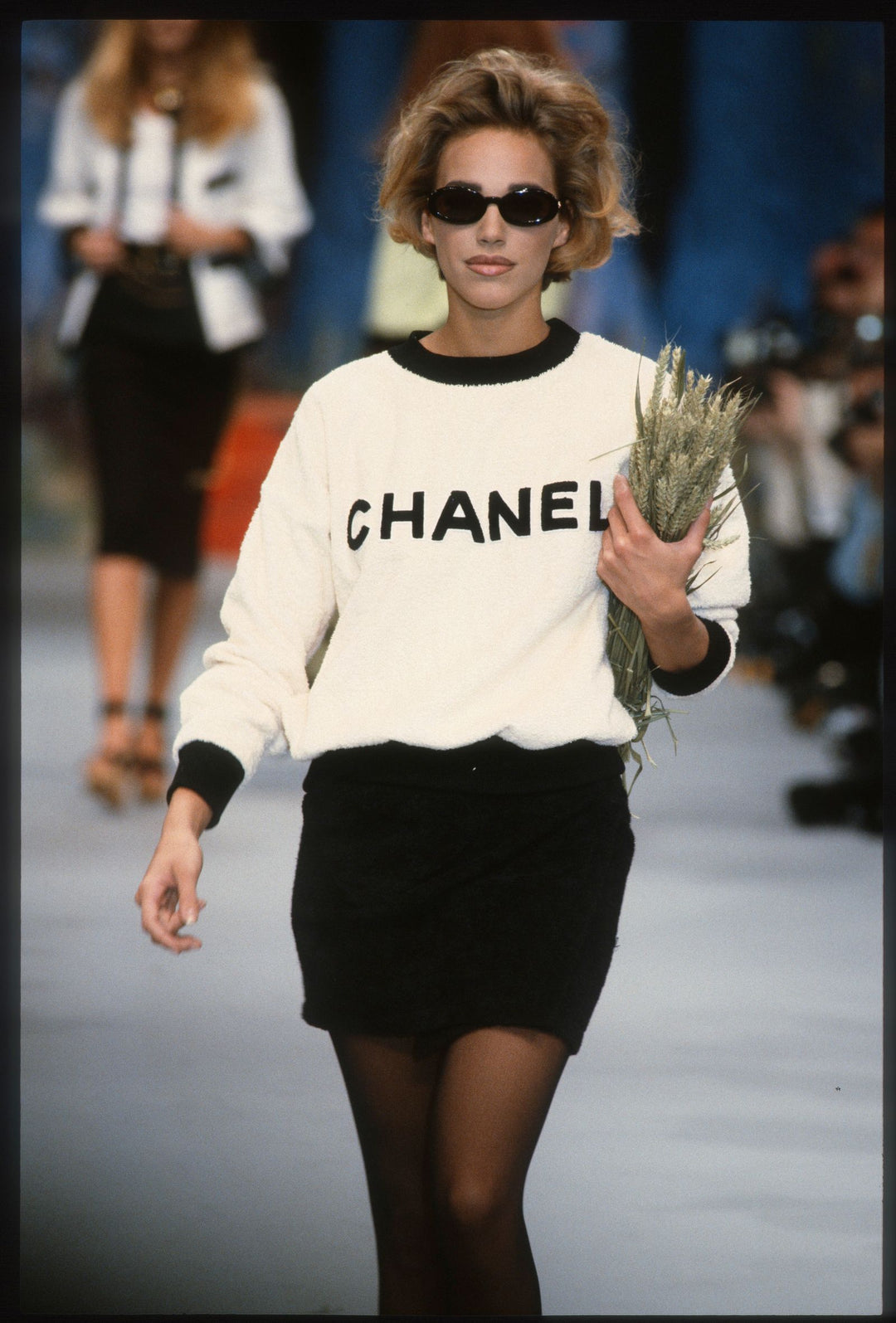 Chanel 1992 Runway Terrycloth Ivory Sweater