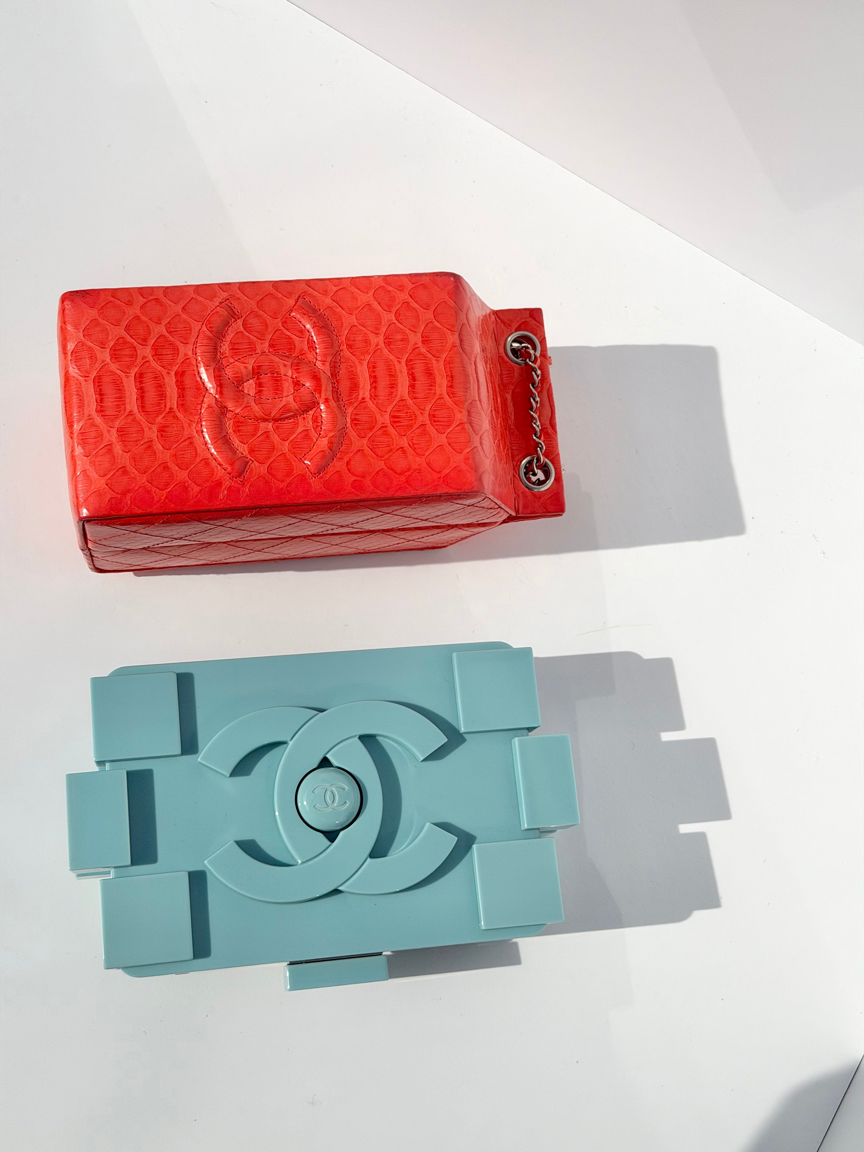 Chanel Baby Blue Plexiglass Lego Minaudiere – Its A Luv Story