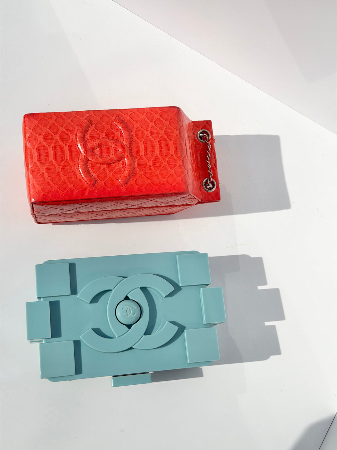 Chanel Baby Blue Plexiglass Lego Minaudiere