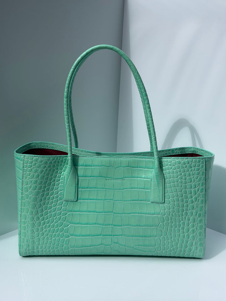 Chanel Small Shopping Bag Crocodile Embossed Calfskin Green 2026
