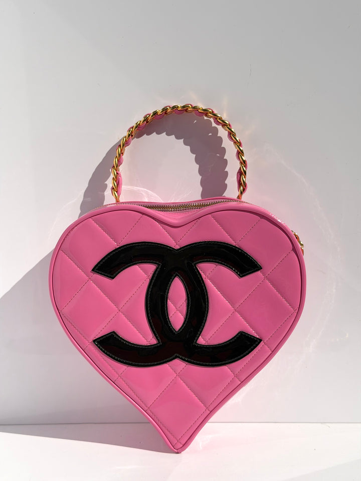 Chanel Barbie Pink Heart Vanity Bag 24K Gold-Plated Hardware 1995