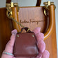 Salvatore Ferragamo Vintage Gancini Wooden Bucket Bag + Coin Pouch