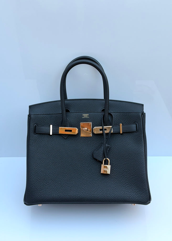 Hermès Birkin 30 — Noir Togo with Rose Gold Hardware