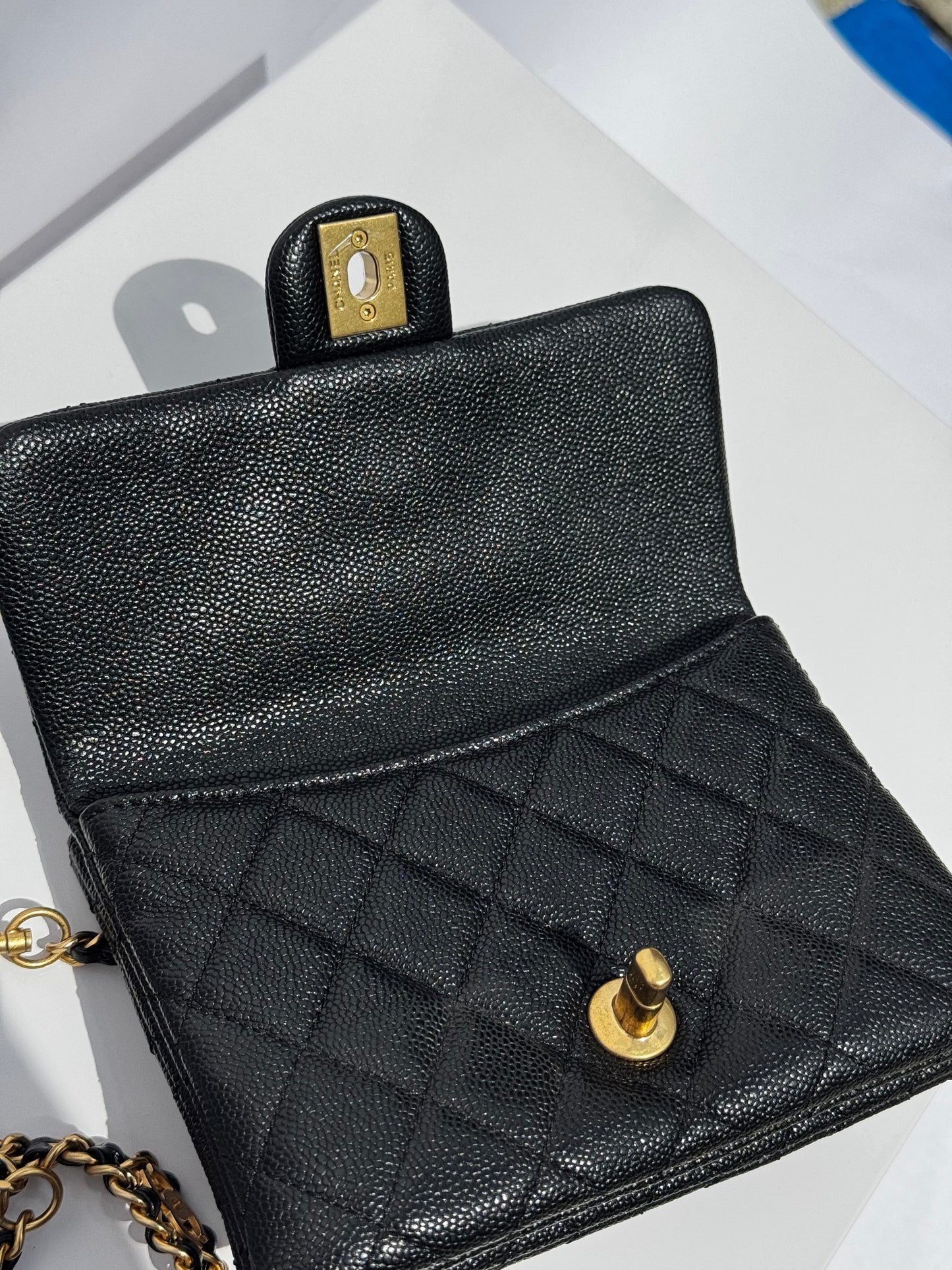 Chanel Black Shiny Caviar Pick Me Up Belt Bag