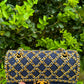 Chanel 2020 Small Woven Chain Blue Tweed Classic Flap