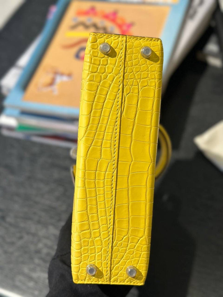 Hermès Mini Kelly 20 Alligator Mimosa Palladium Hardware