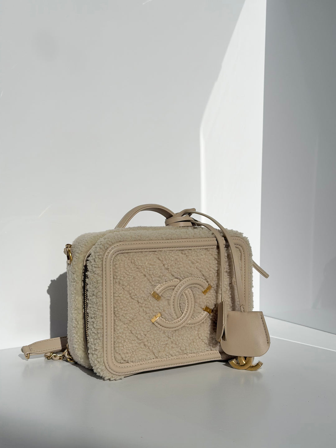 Chanel Small Nude Filigree Shearling Vanity Case