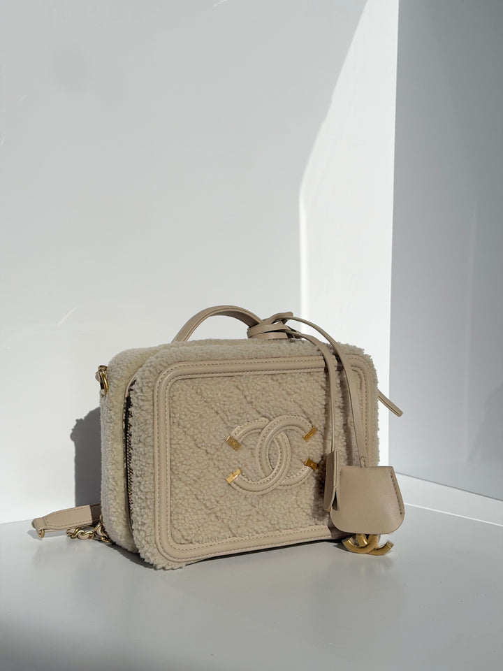 Chanel Small Nude Filigree Shearling Vanity Case