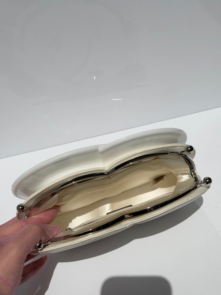 Chanel White Plexiglass Brasserie Gabrielle Plate Minaudière Silver Hardware 2015