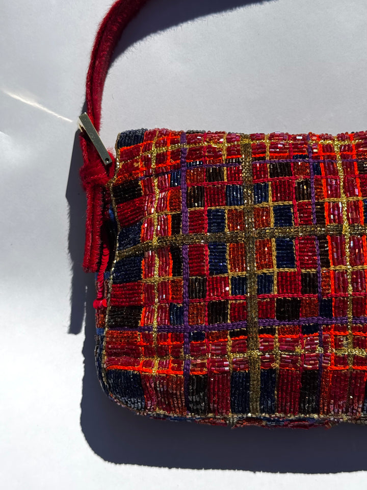 Fendi 1997 Vintage Beaded Ponyhair Baguette