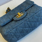 Chanel Denim Quilted Mini Pearl Crush Crossbody Bag