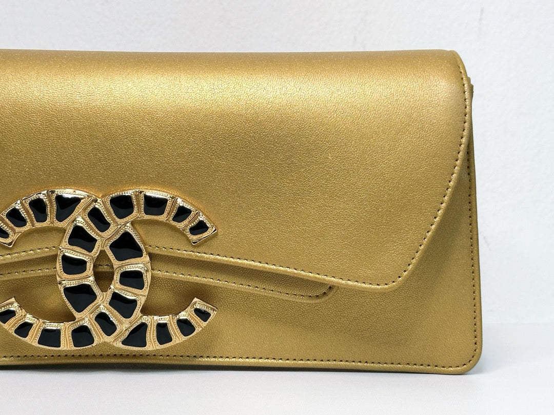 Chanel 19A Gold Egyptian CC Clutch