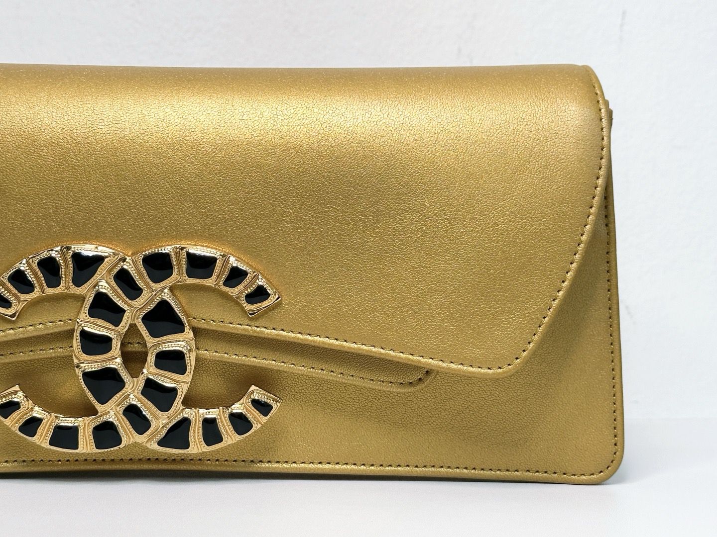 Chanel 19A Gold Egyptian CC Clutch