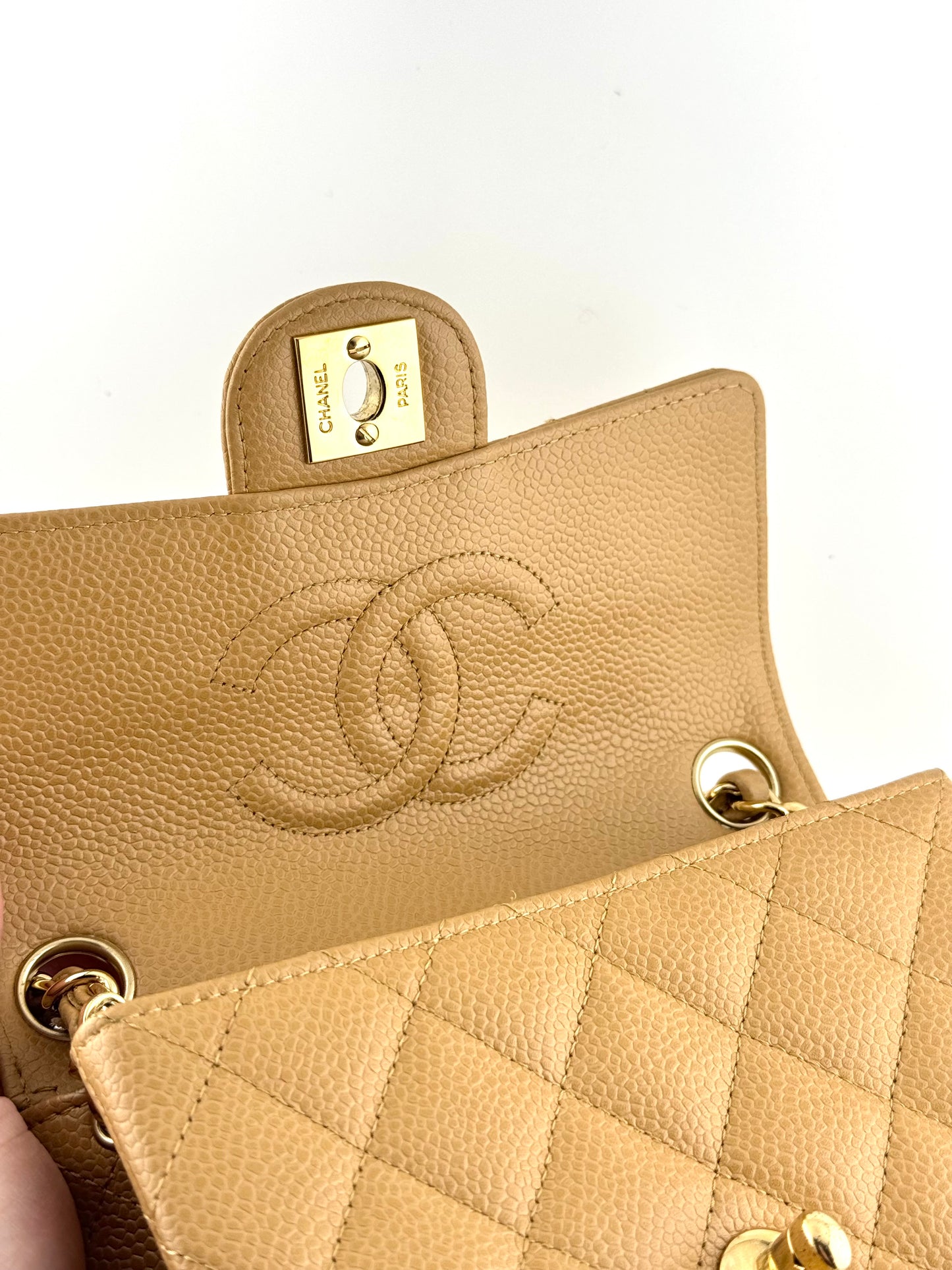 Chanel Dark Beige Vintage Mini Caviar Square Flap Bag