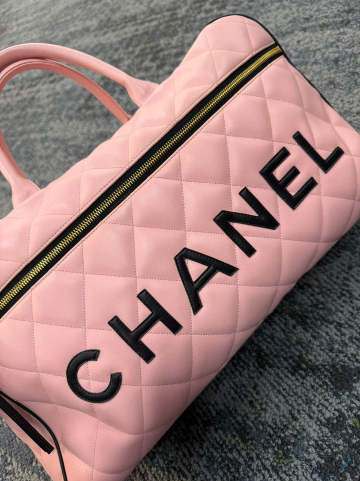 Chanel 1995 Pink CC Calfskin Duffle Bag