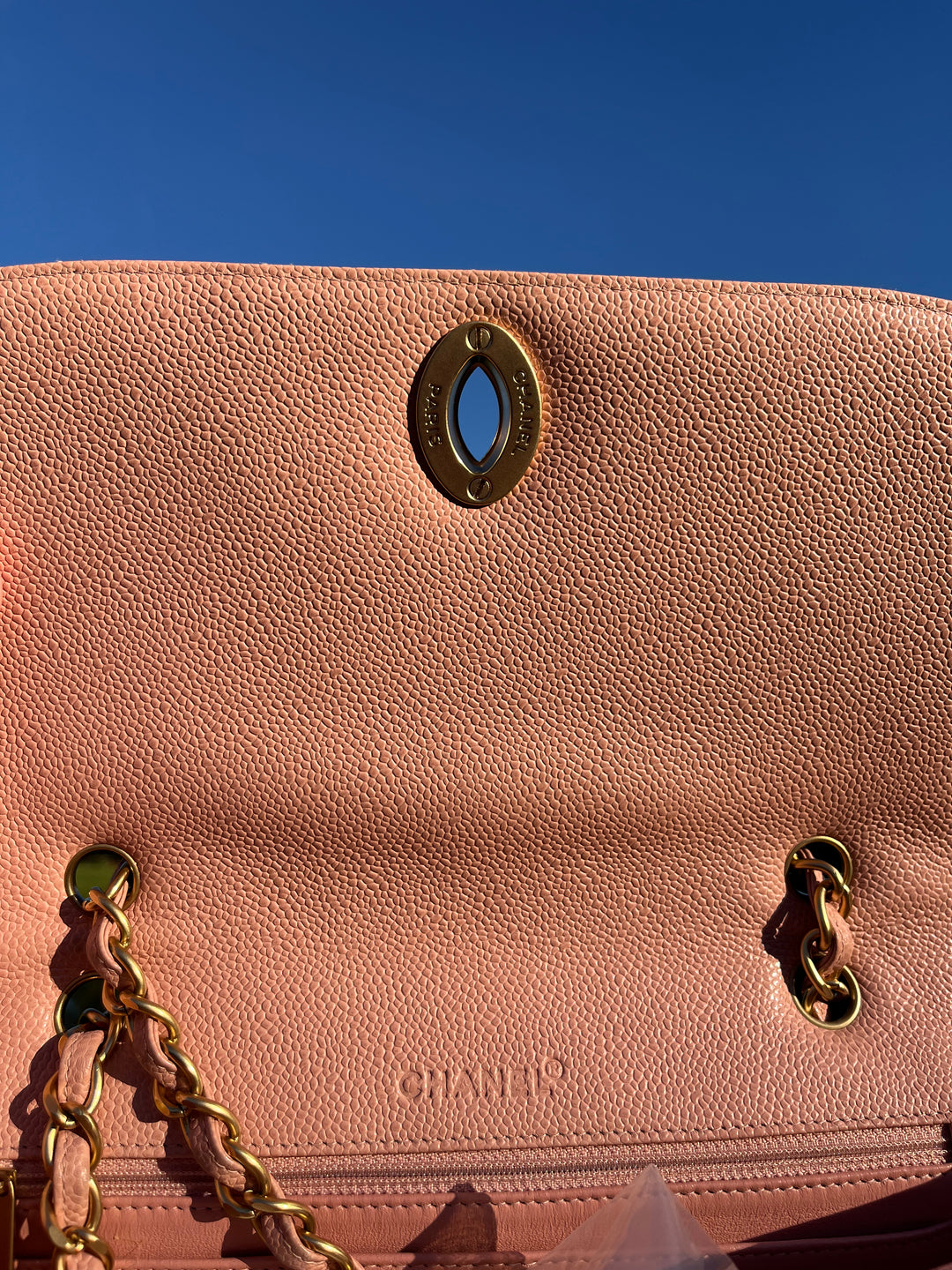 Chanel Light Pink Quilted Caviar XL Jumbo Single Flap