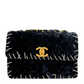 Chanel 1993 Black Velvet Whipstitch CC Flap Bag
