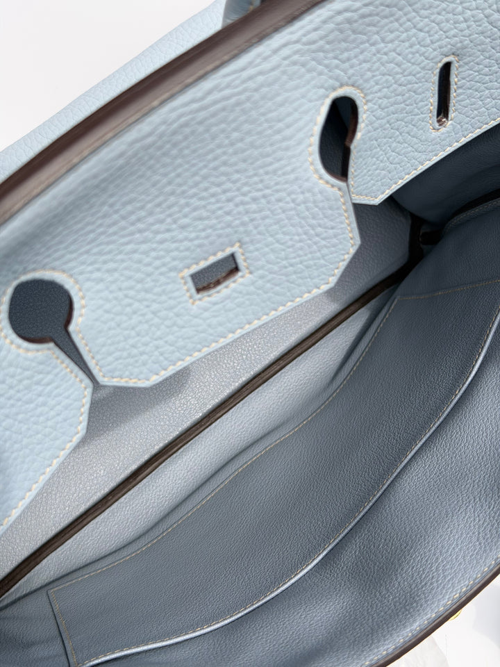 Hermès Birkin 35 Bleu Lin Togo Gold Hardware 2012