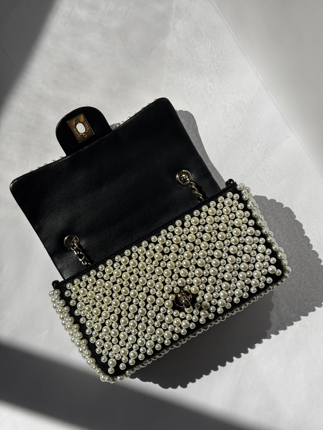 Chanel 19S Pearl Embellished Mini Rectangular Flap Bag