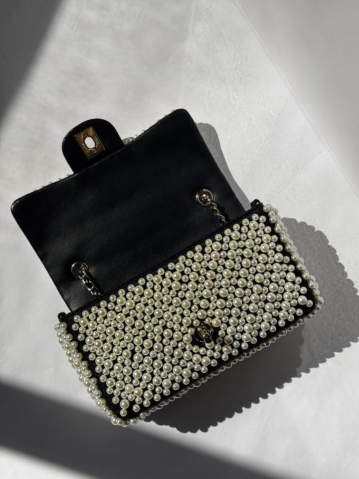 Chanel 19S Pearl Embellished Mini Rectangular Flap Bag