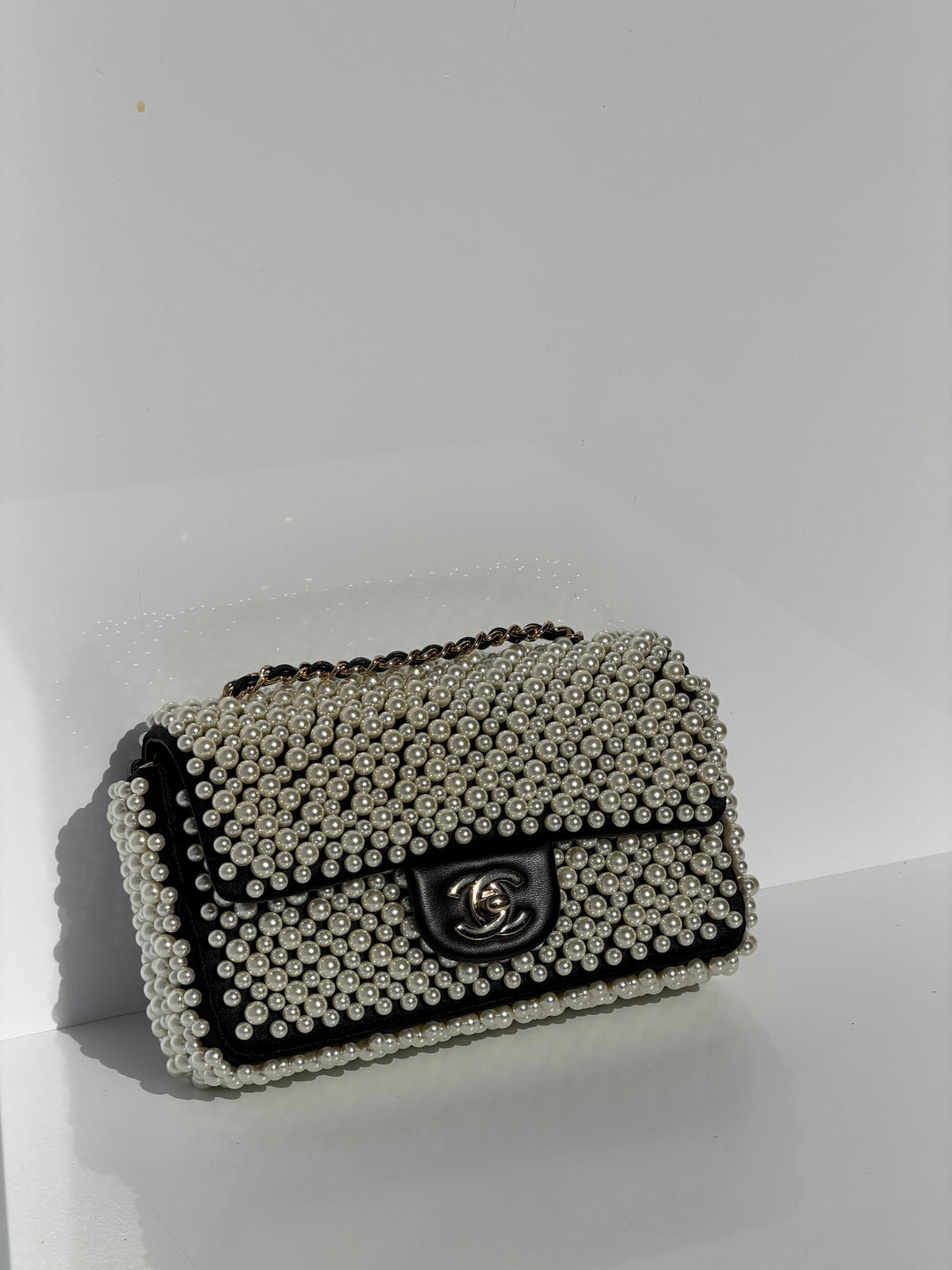 Chanel 19S Pearl Embellished Mini Rectangular Flap Bag