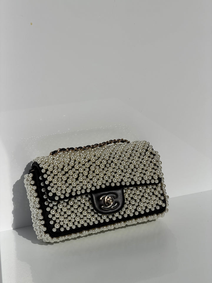 Chanel 19S Pearl Embellished Mini Rectangular Flap Bag