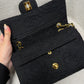 Chanel 1997 Small 24K Black Camellia Classic Flap Bag