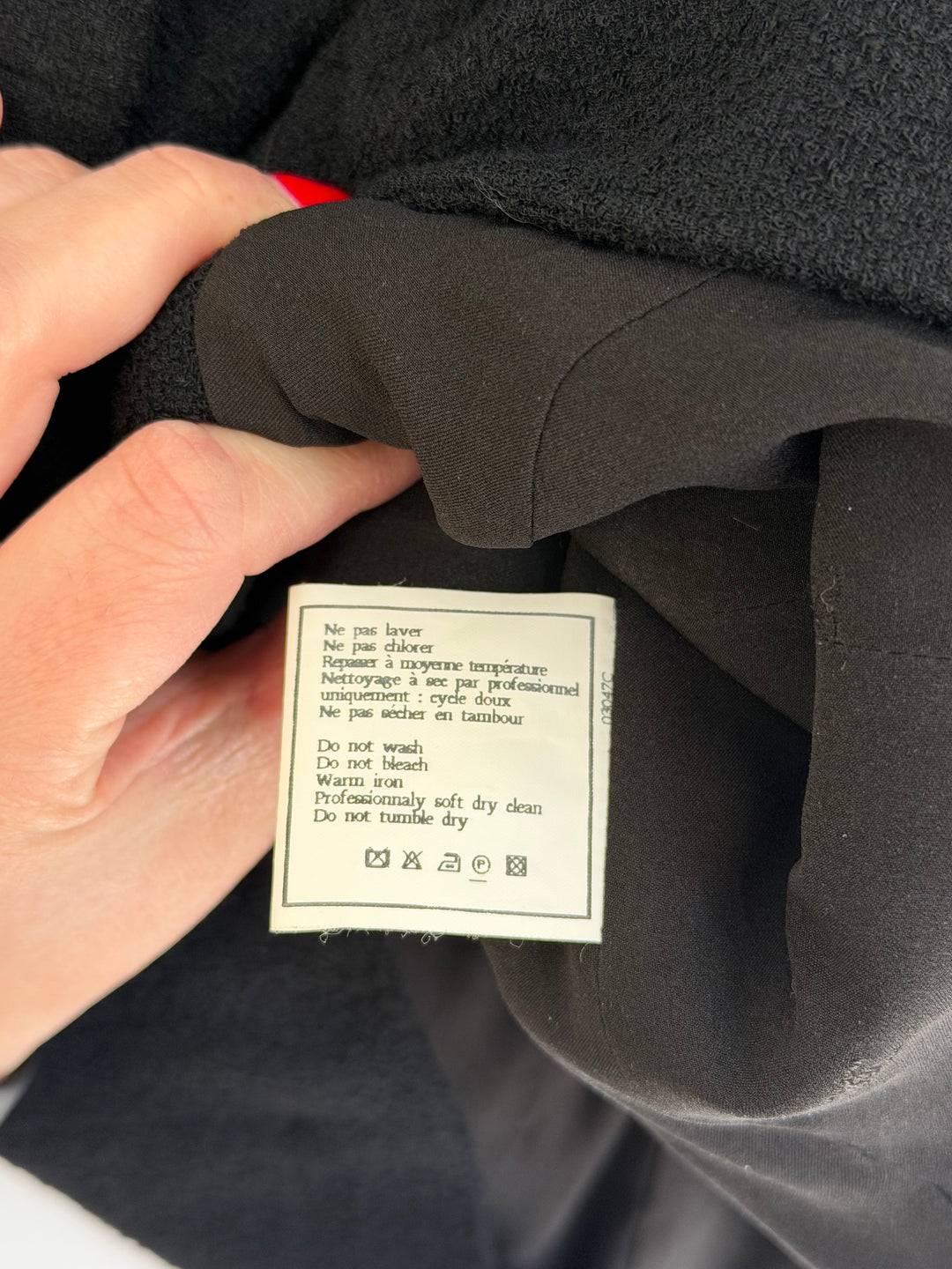 Chanel 1995 Black Tweed CC Logo Peplum Jacket
