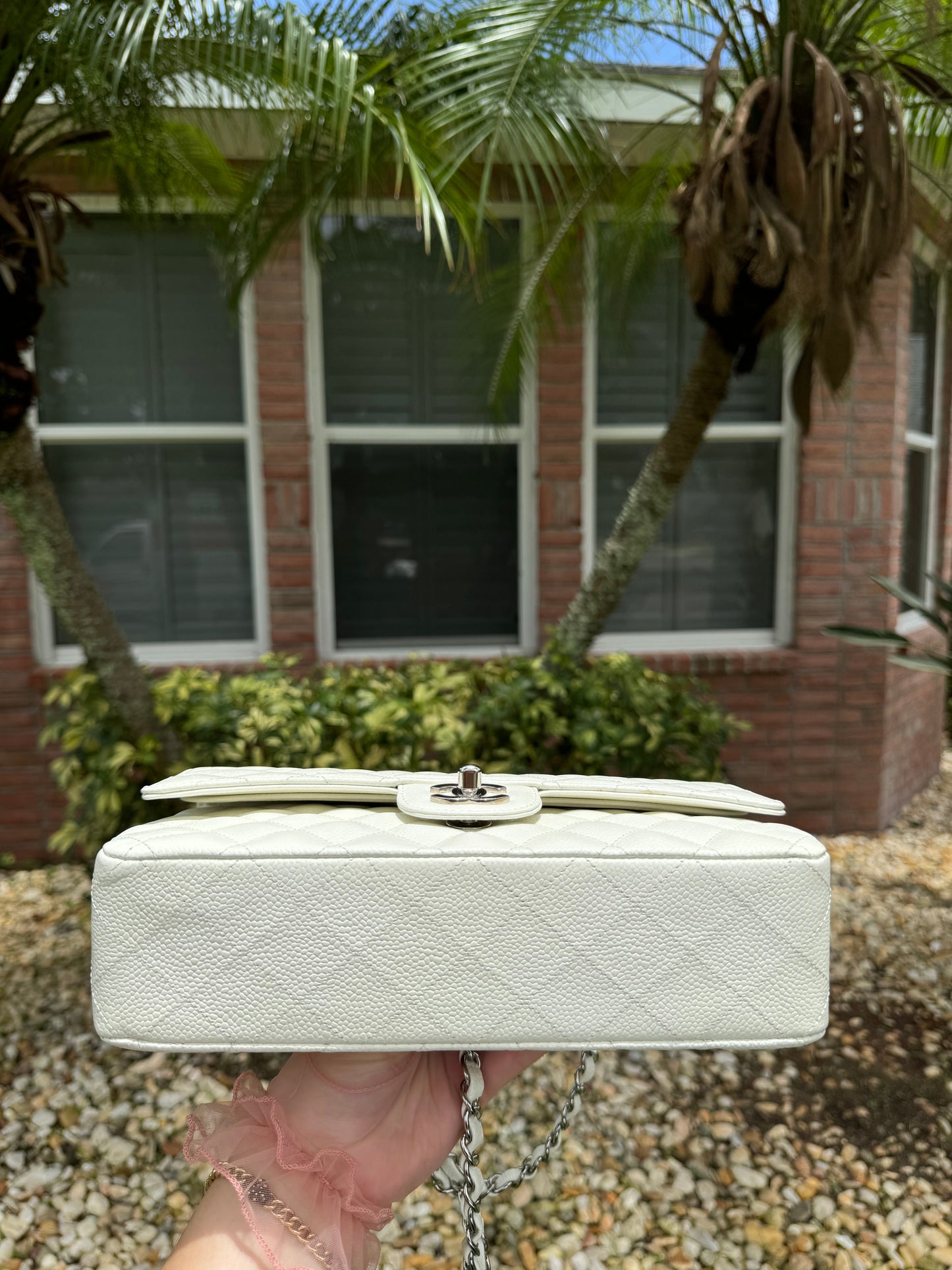 Chanel Medium White Classic Caviar Flap Bag