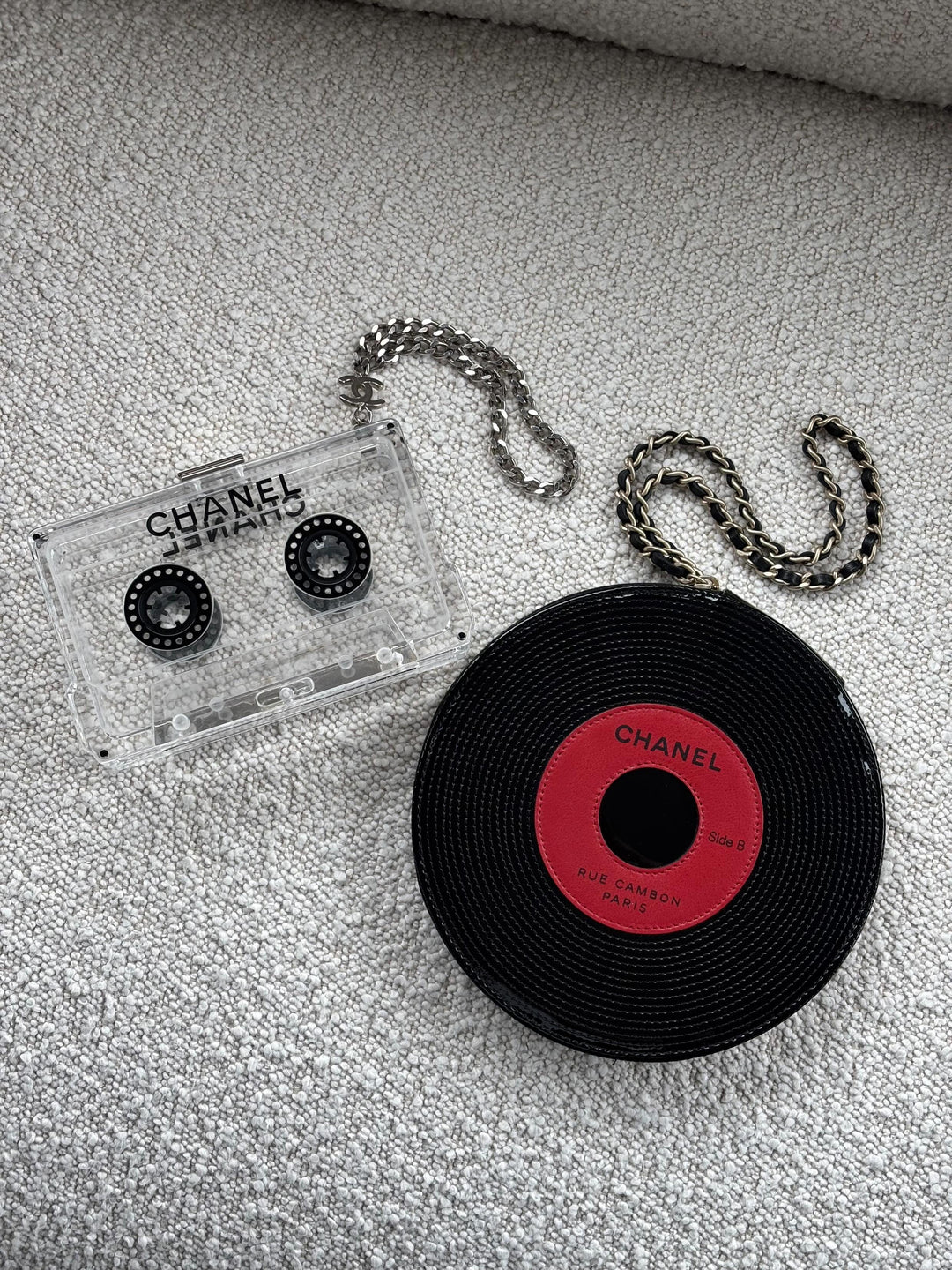 Chanel Clear Lucite Cassette Evening Clutch Silver Hardware 2004