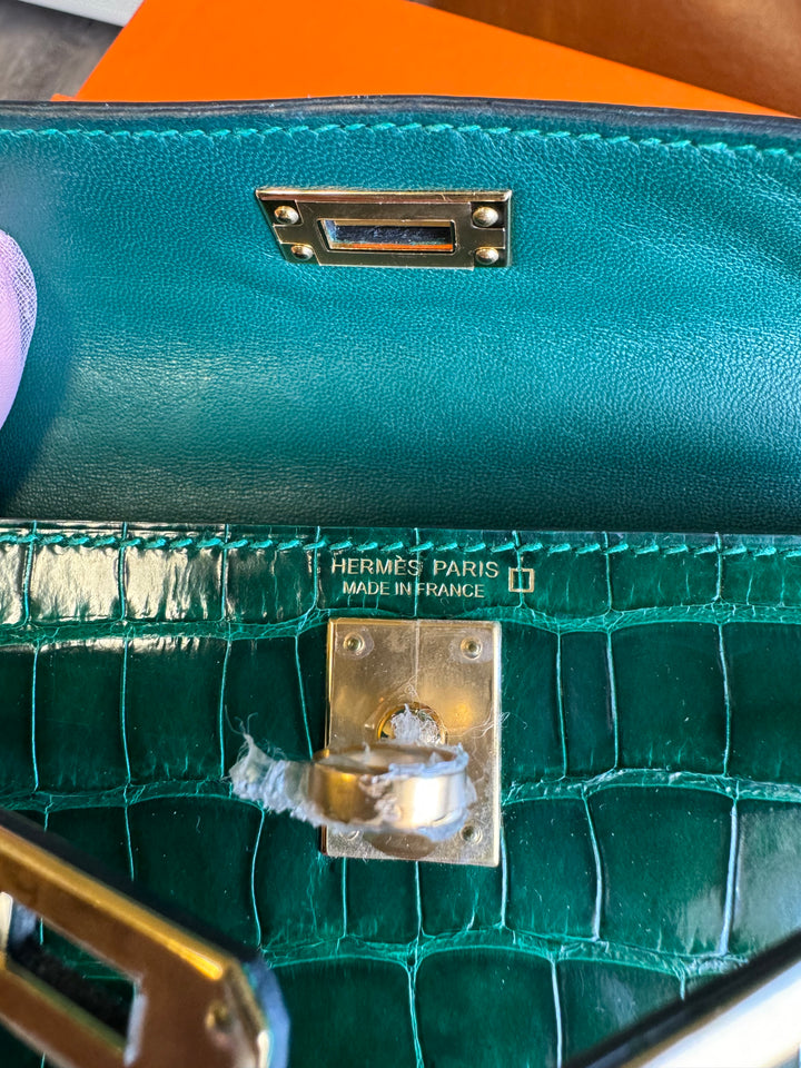 Hermes Emerald Alligator Mini Kelly