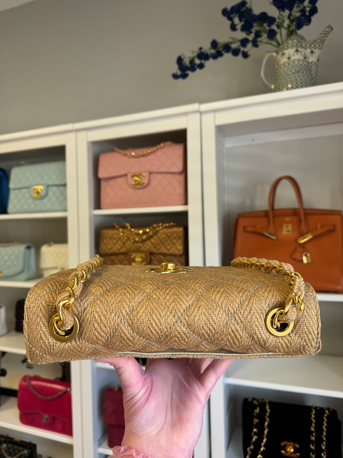 Chanel 24K Vintage Raffia Large Flap