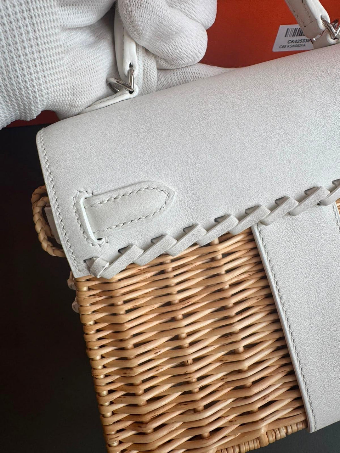 Hermès Mini Kelly Picnic Wicker New White Palladium Hardware 2020
