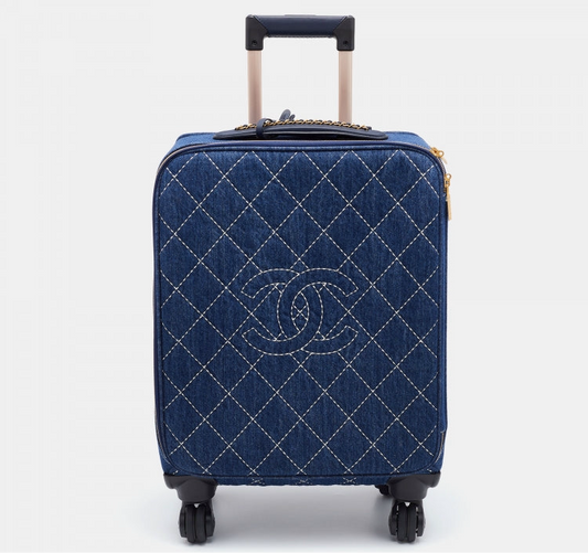 Chanel 20C Blue Quilted Denim & Leather Trolly
