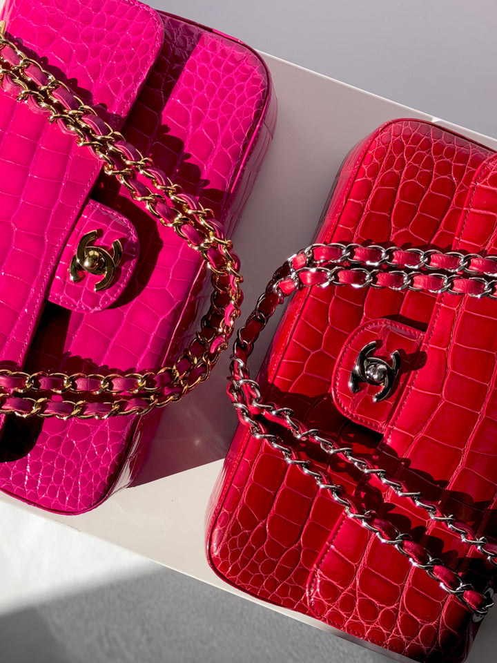Chanel Red Alligator Medium Classic Flap Bag