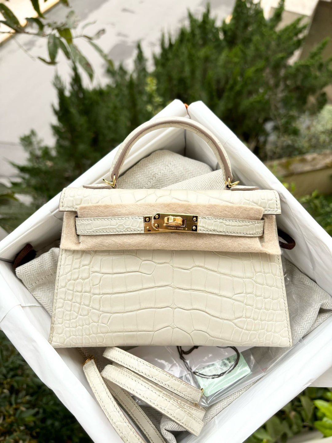 Hermes Mini Sellier Beton Matte Alligator Kelly 20